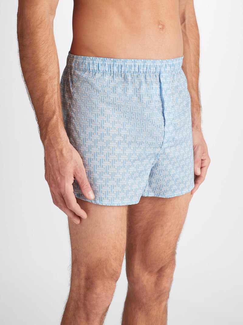 Men's Modern Fit Boxers Ledbury 72 Cotton Batiste Blue - 3
