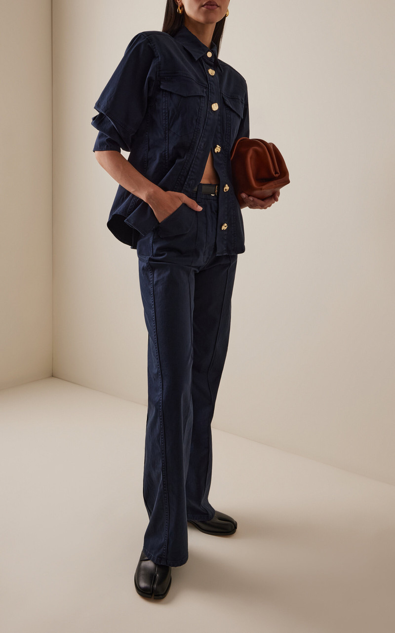RÙADH The Odette High-Rise Cotton-Sateen Pants navy outlook