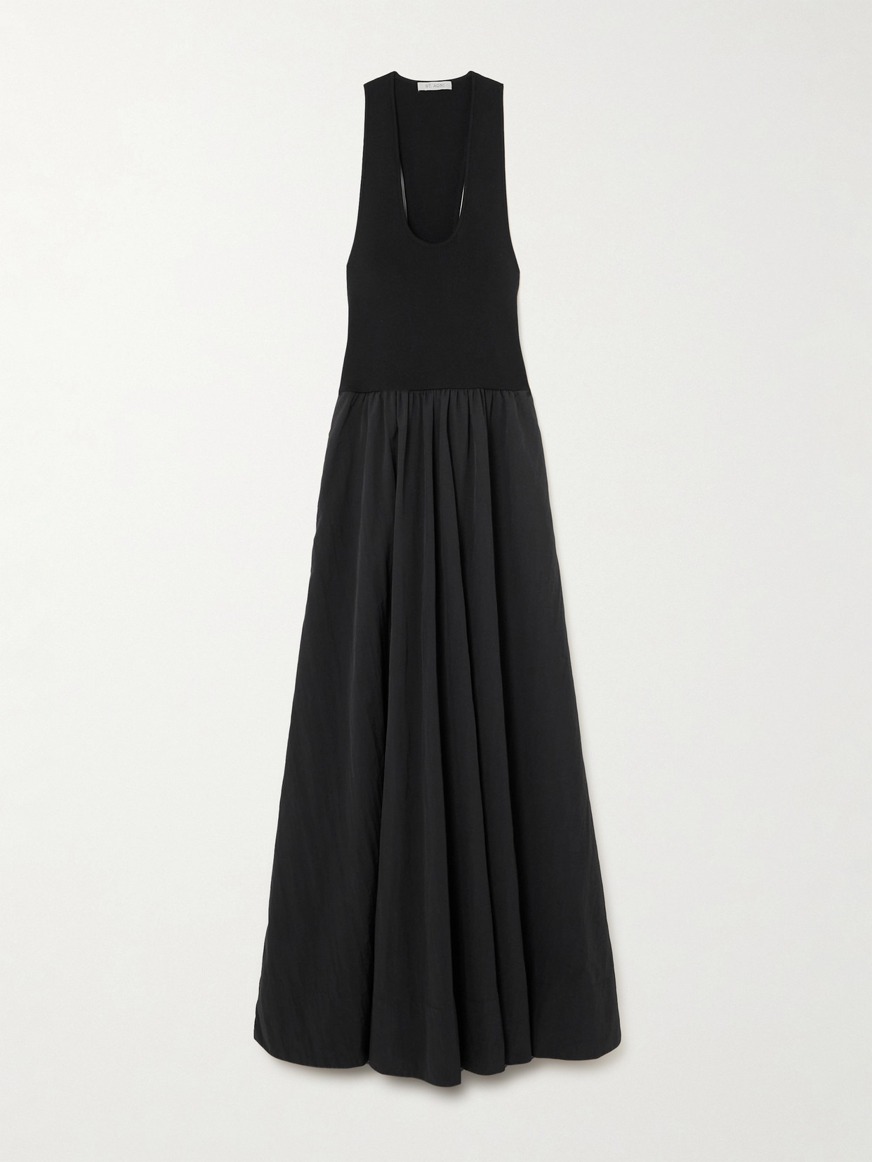 Ribbed-knit And Poplin Maxi Dress - 1