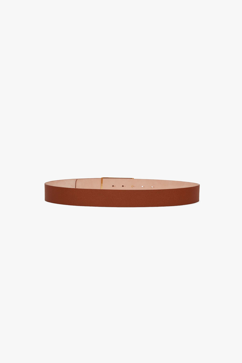 Jumbo Frame Belt In Tan Grained Leather 3