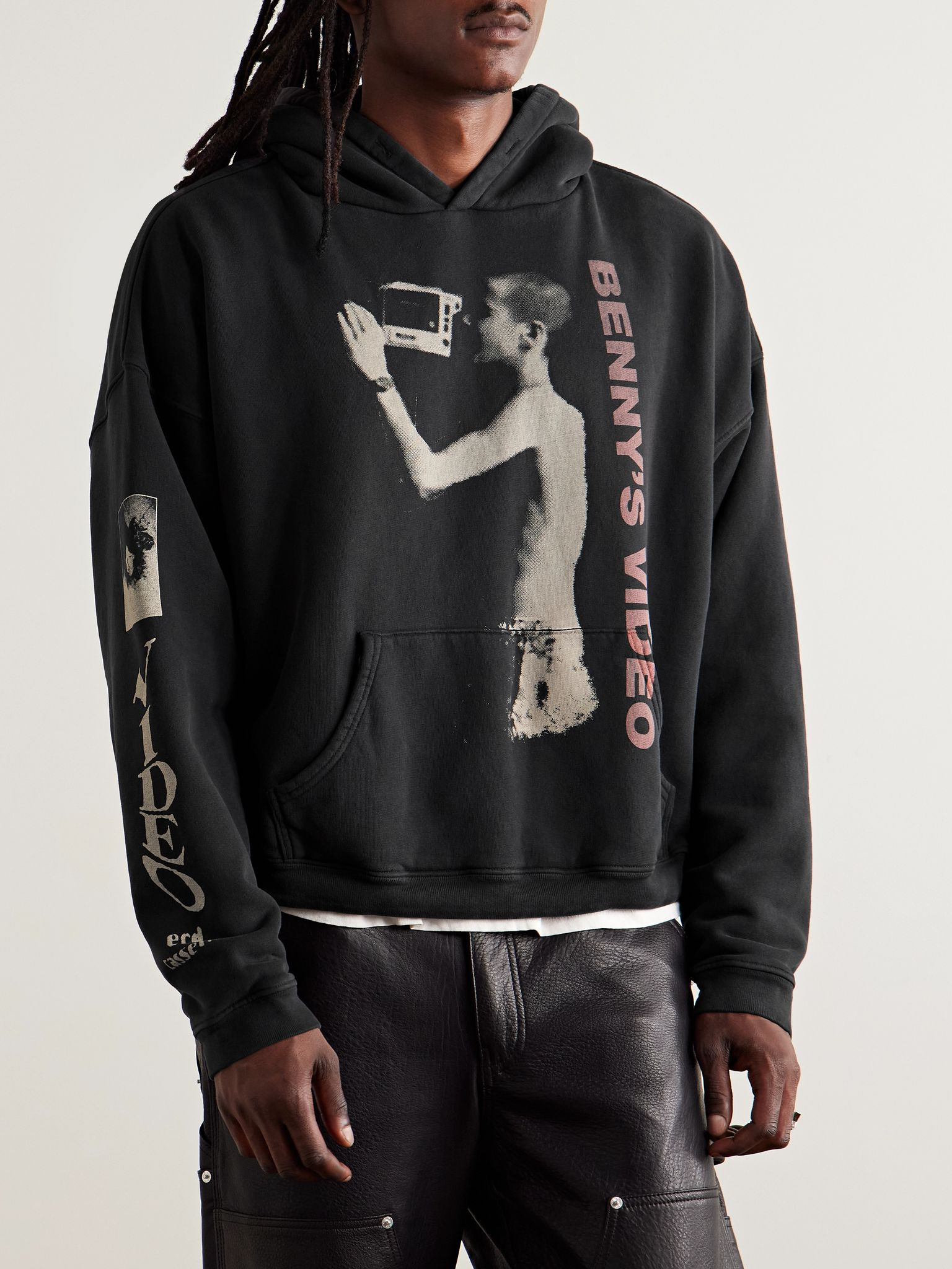 Benny's Video Printed Cotton-Jersey Hoodie Black - 3
