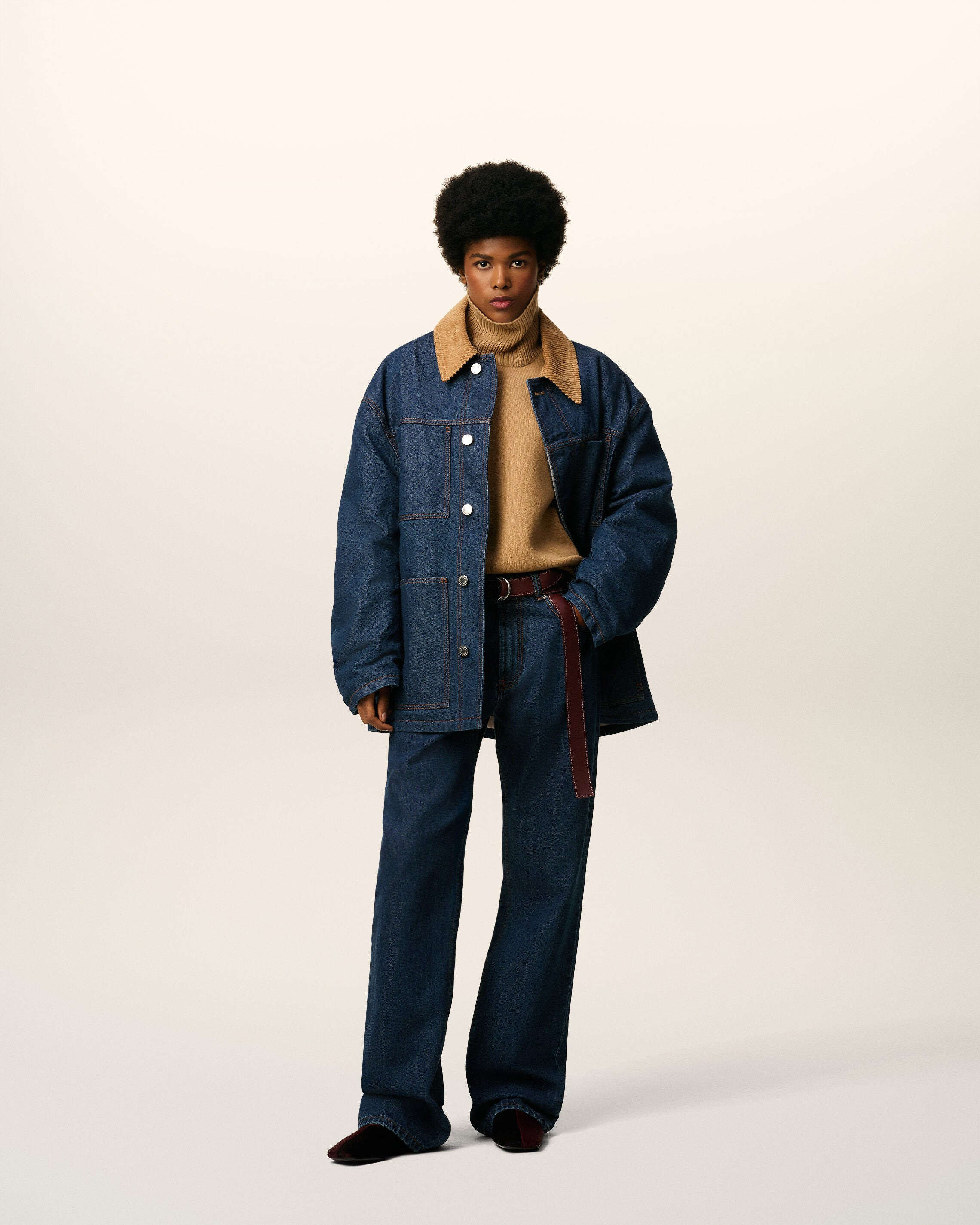 BLUE COTTON PADDED WORKER JACKET - 2