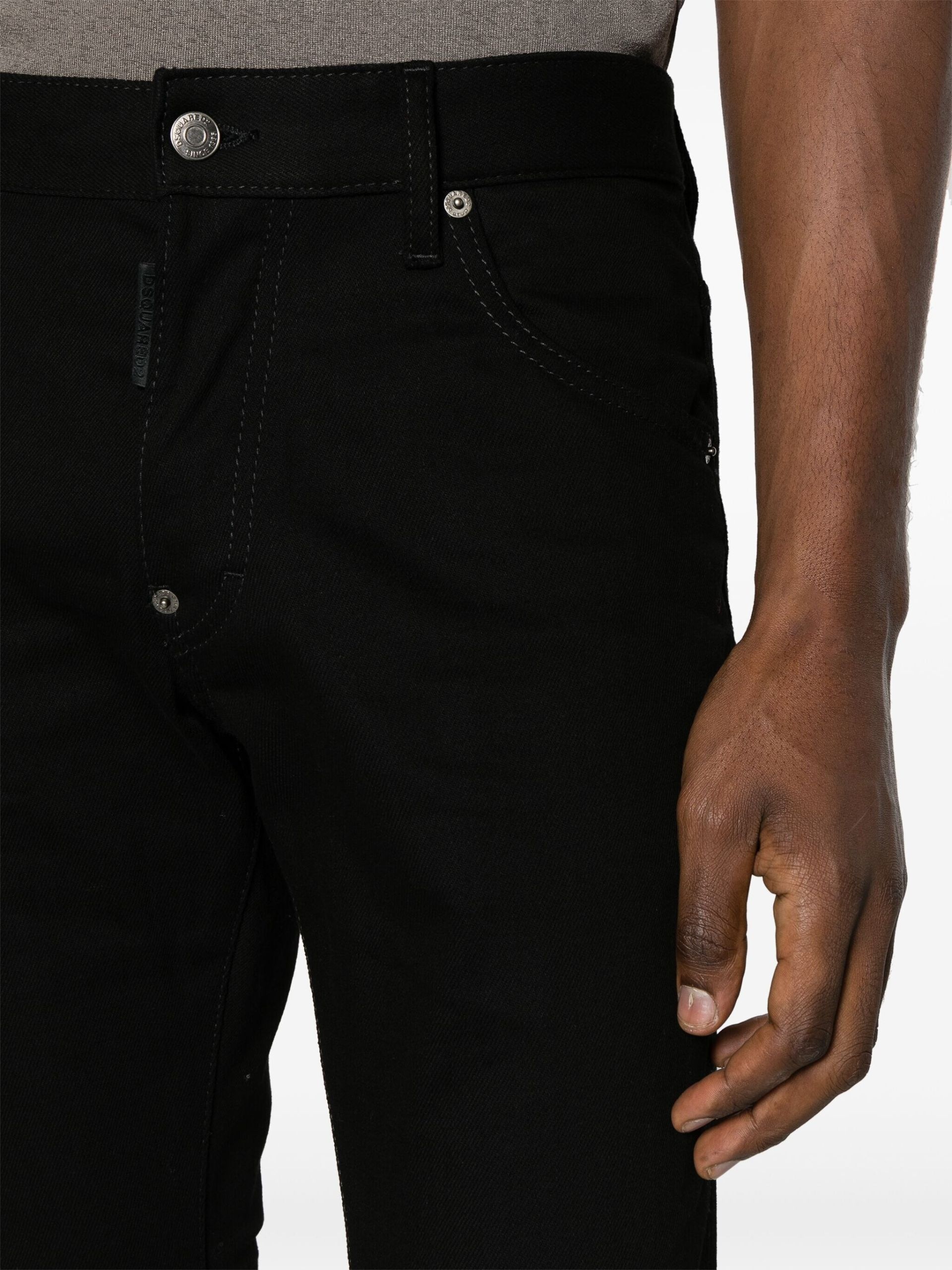 Black Mid-Rise Slim-Cut Jeans - 5