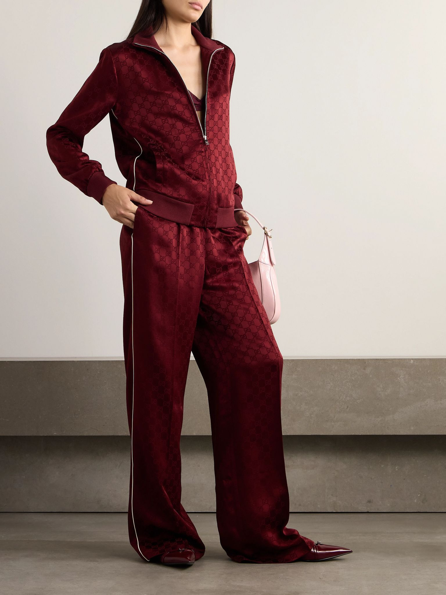 Satin-jacquard track jacket Burgundy - 2