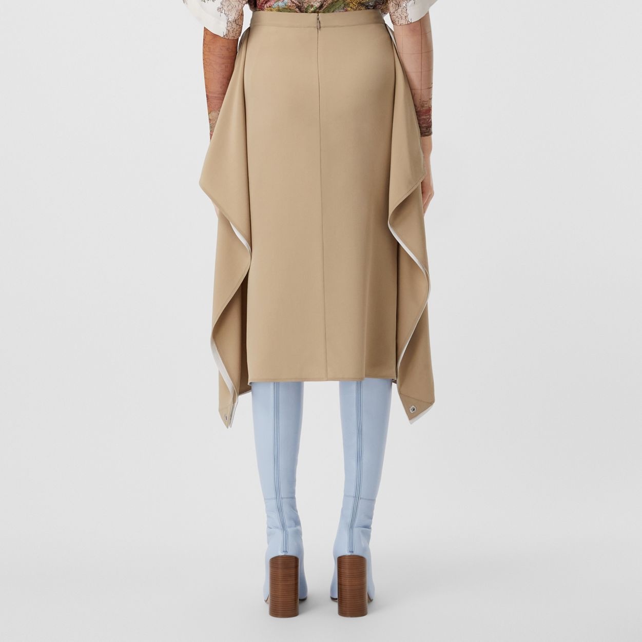 Panel Detail Silk Crepe de Chine Skirt - 4