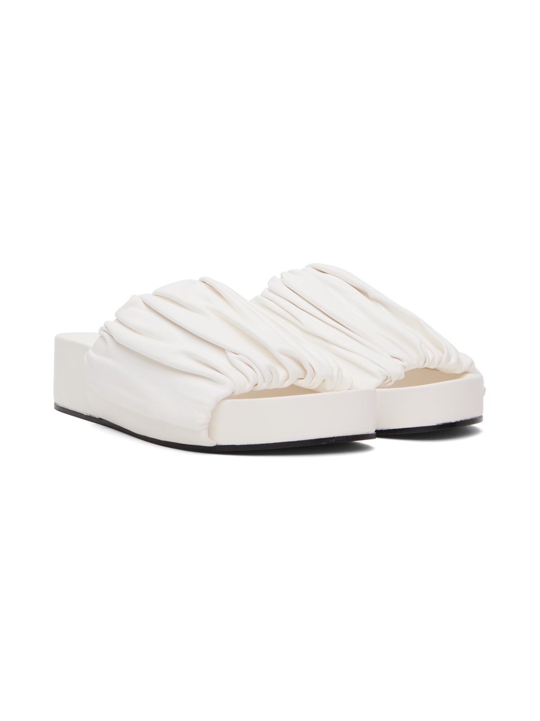 White Oversized Ruched Sandals - 4