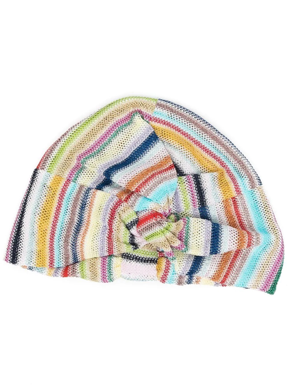 striped fine-knit head-wrap cap - 1