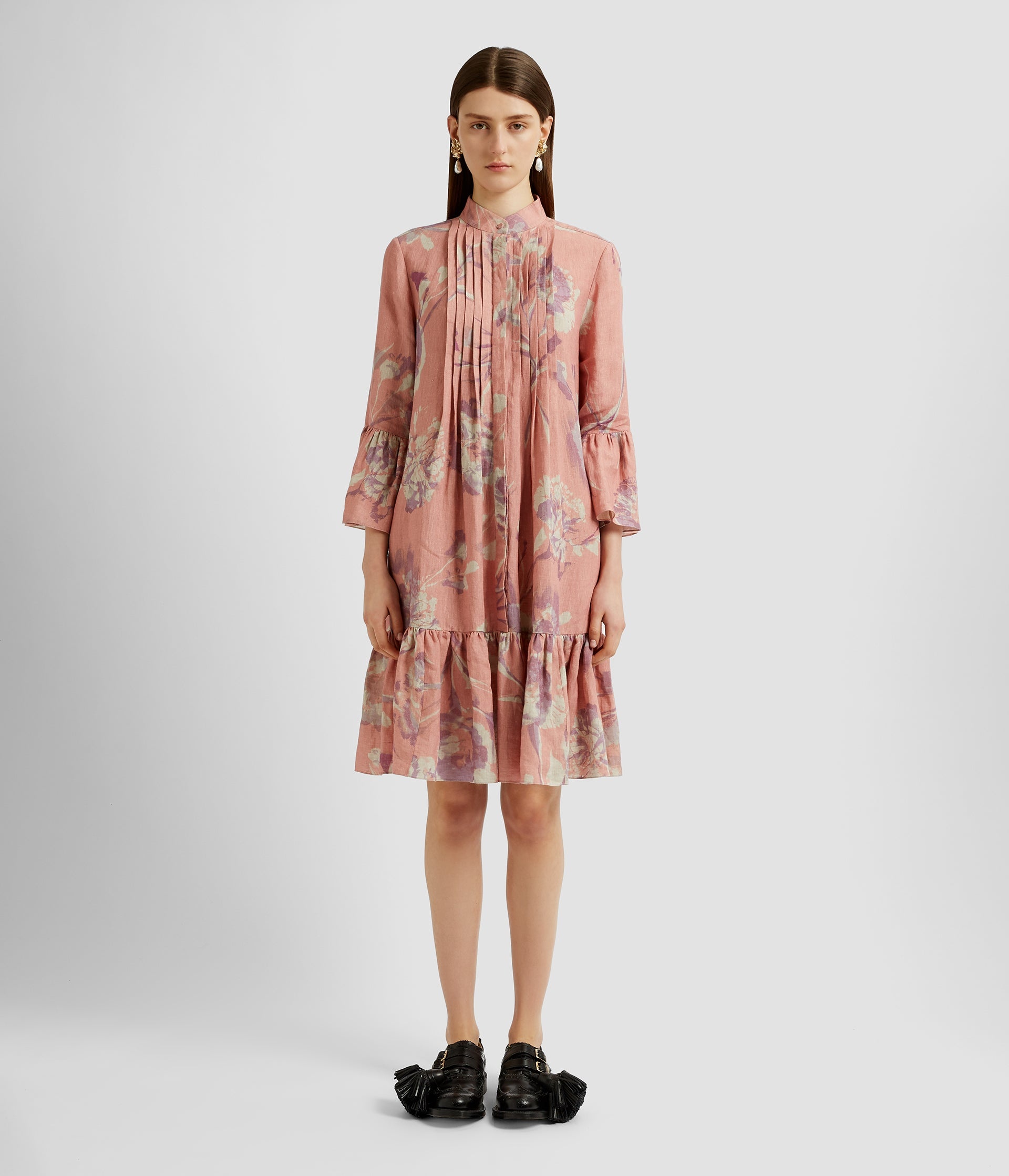 3/4 SLEEVE MINI DRESS WITH TIER HEM - 2