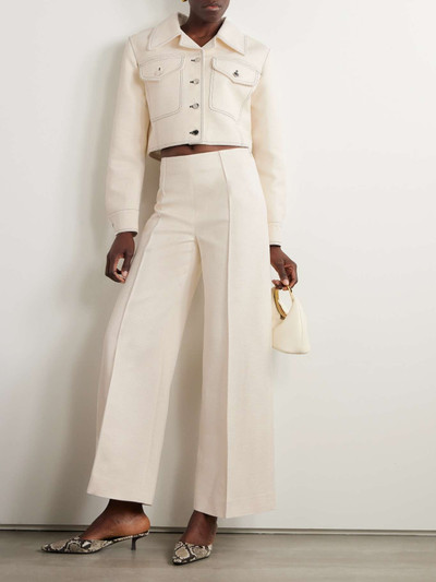 EMILIA WICKSTEAD Daffy pleated topstitched cotton-blend canvas wide-leg pants outlook