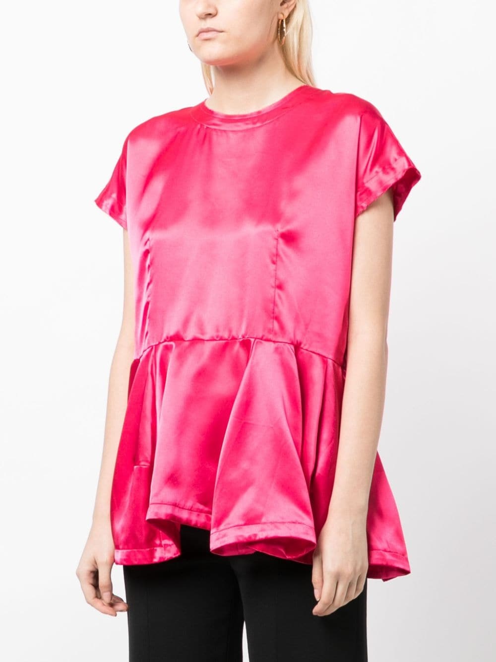 ruffle-hem satin blouse - 3