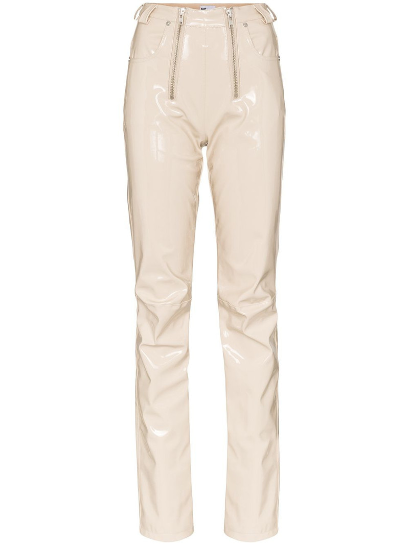 zip detailed straight leg trousers 1