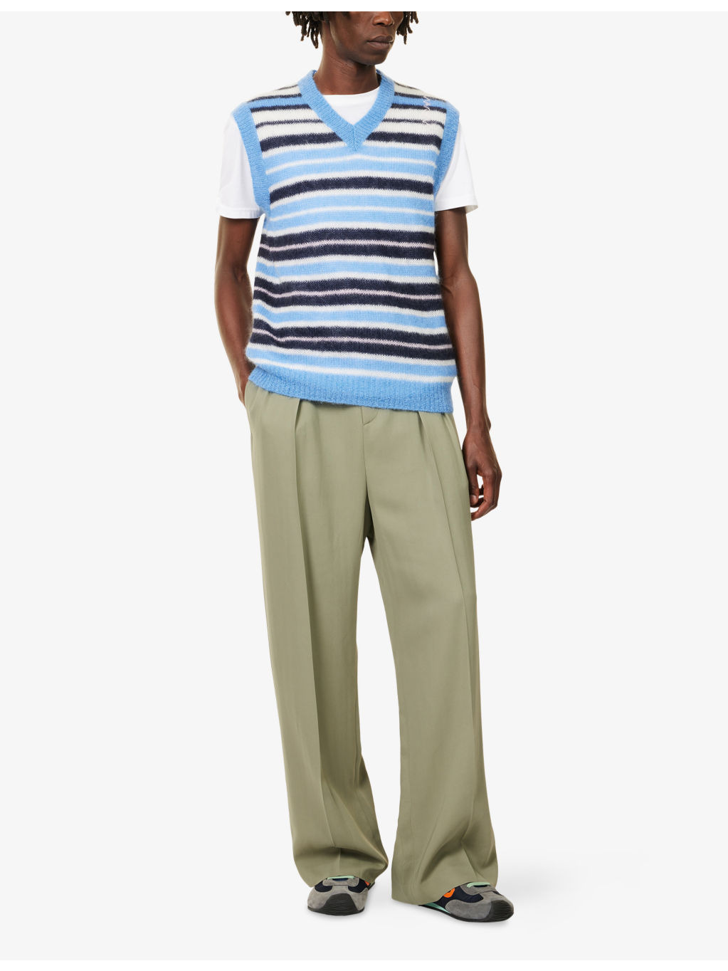 Pleated Wide-Leg Stretch-Woven Trousers - 2