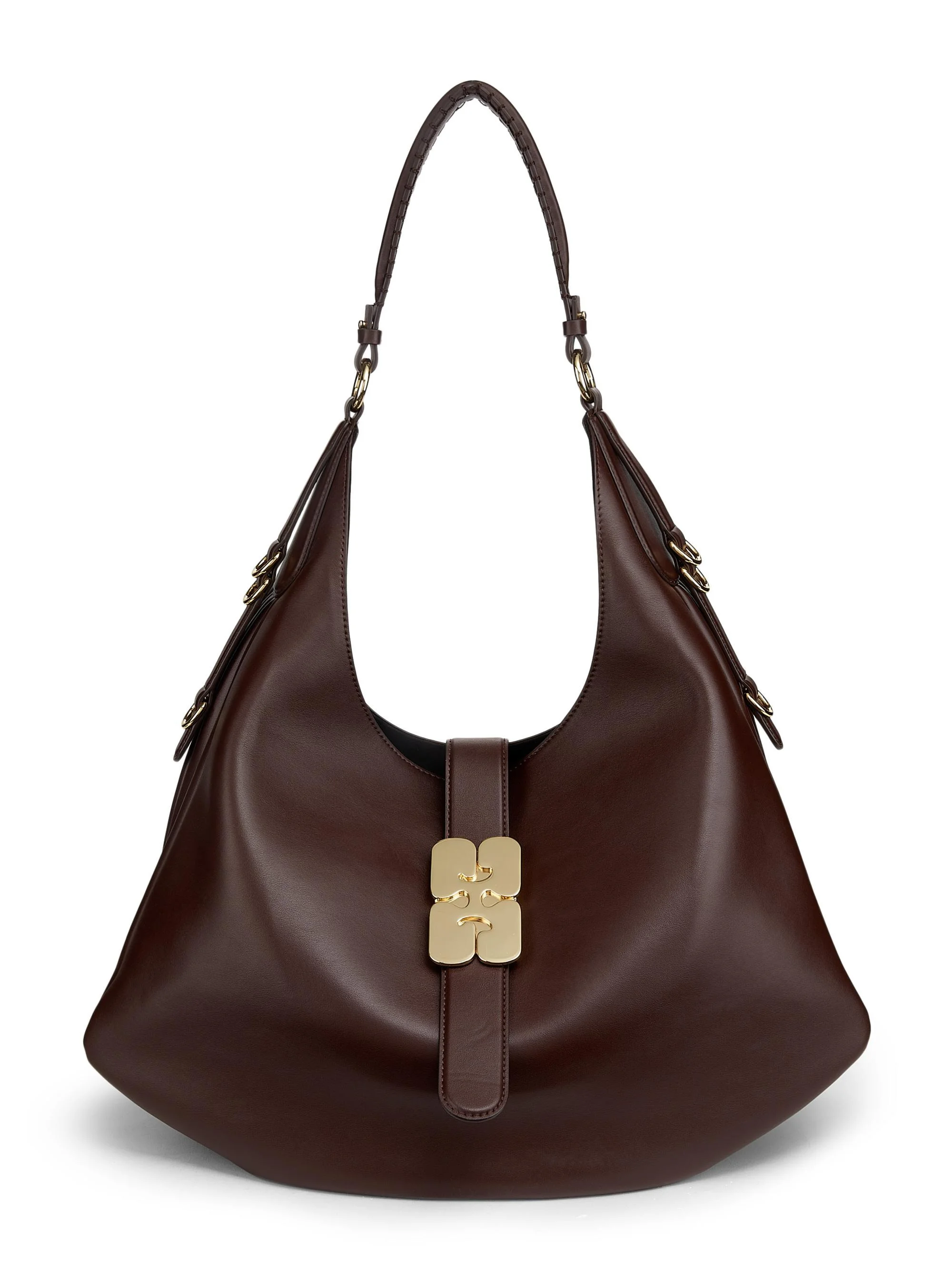 Women's Large Kat Leather Hobo Bag - Chicory Coffee - 1