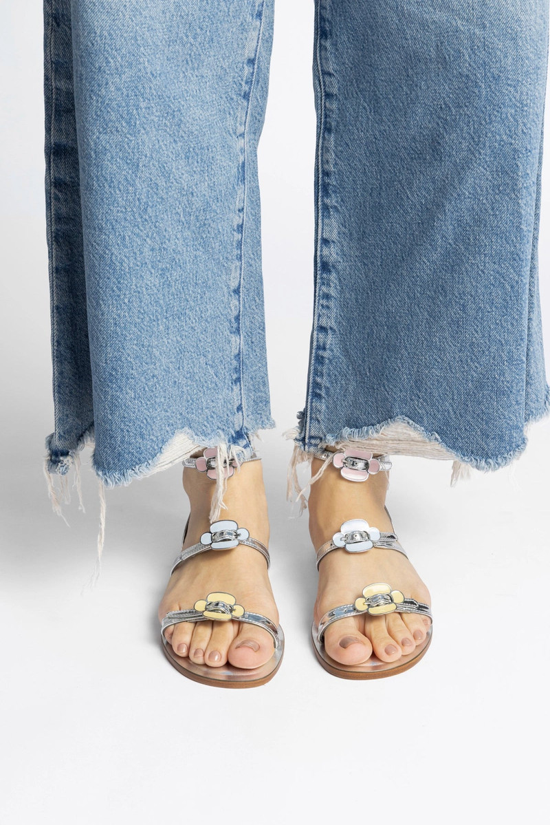 Tinx Flat Sandal In Silver Specchio 5