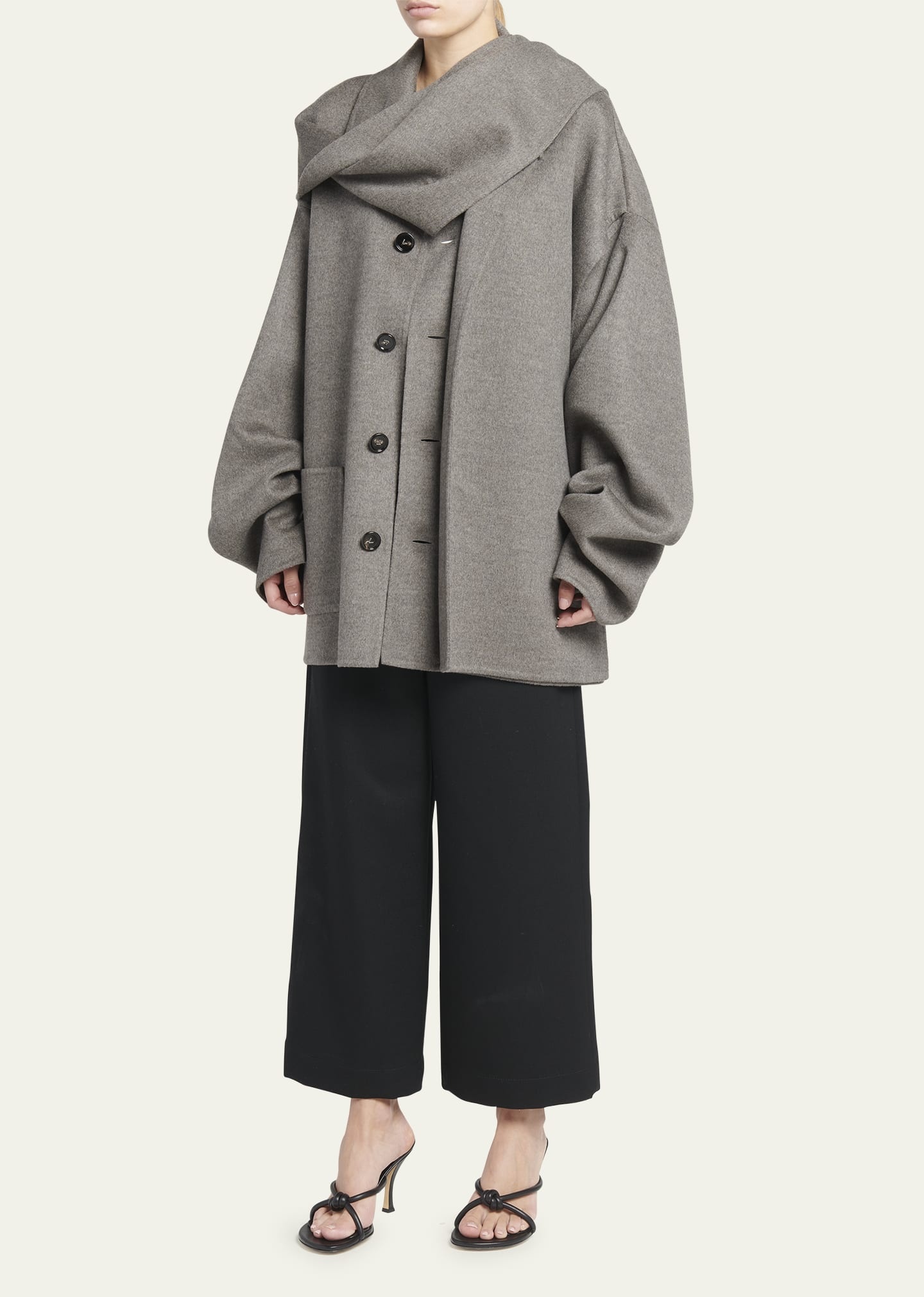 Oversized Light Double Wool Cashmere Jacket - 2