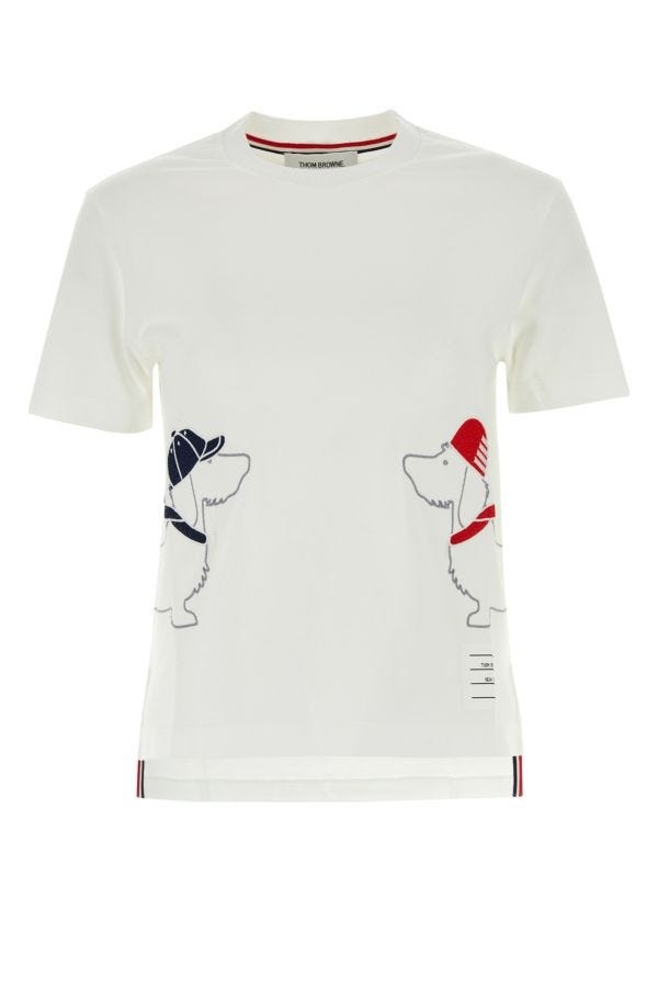 Thom Browne Woman White Cotton T-Shirt - 1