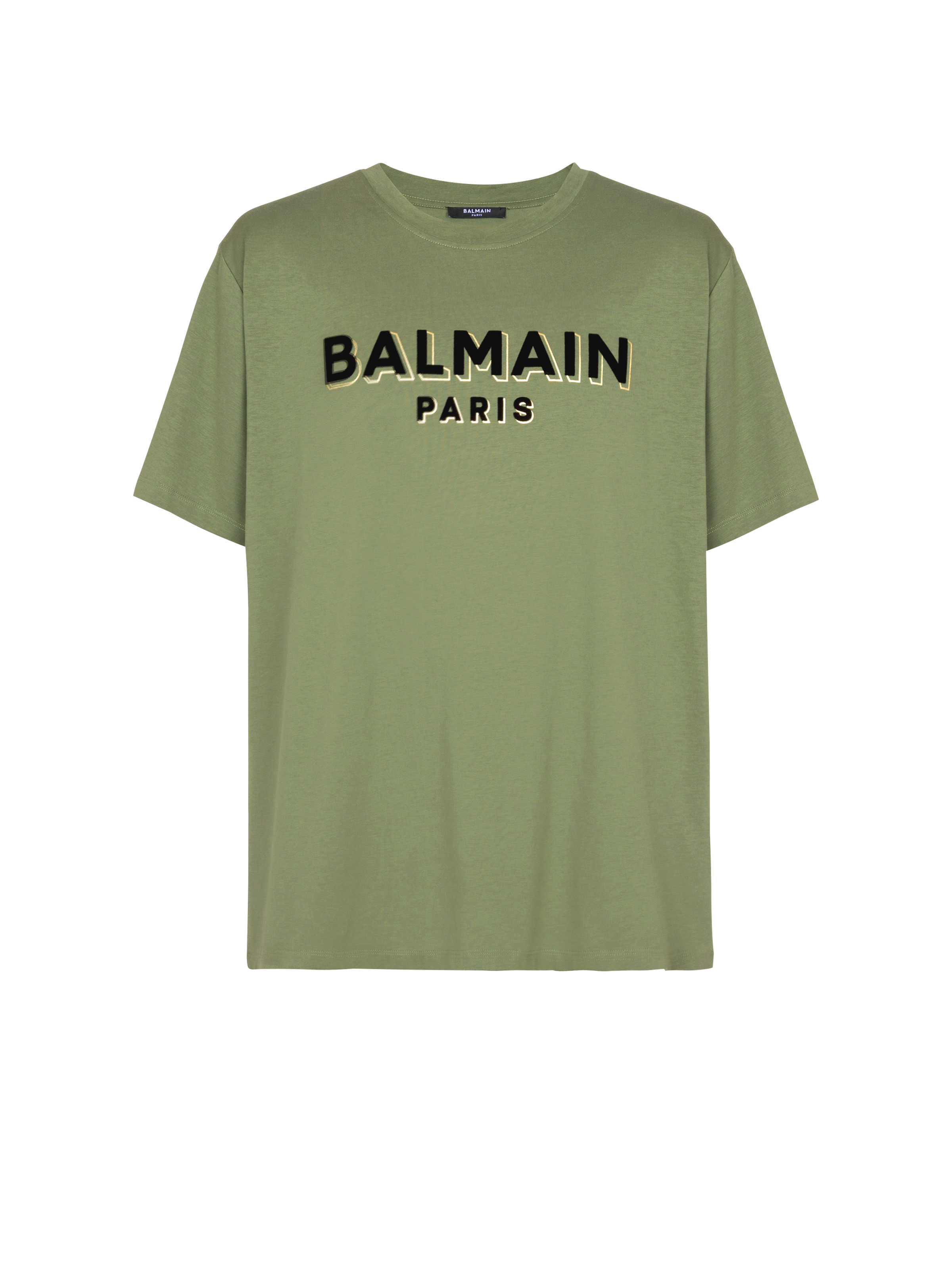 T-shirt with flocked Balmain Paris logo - 1