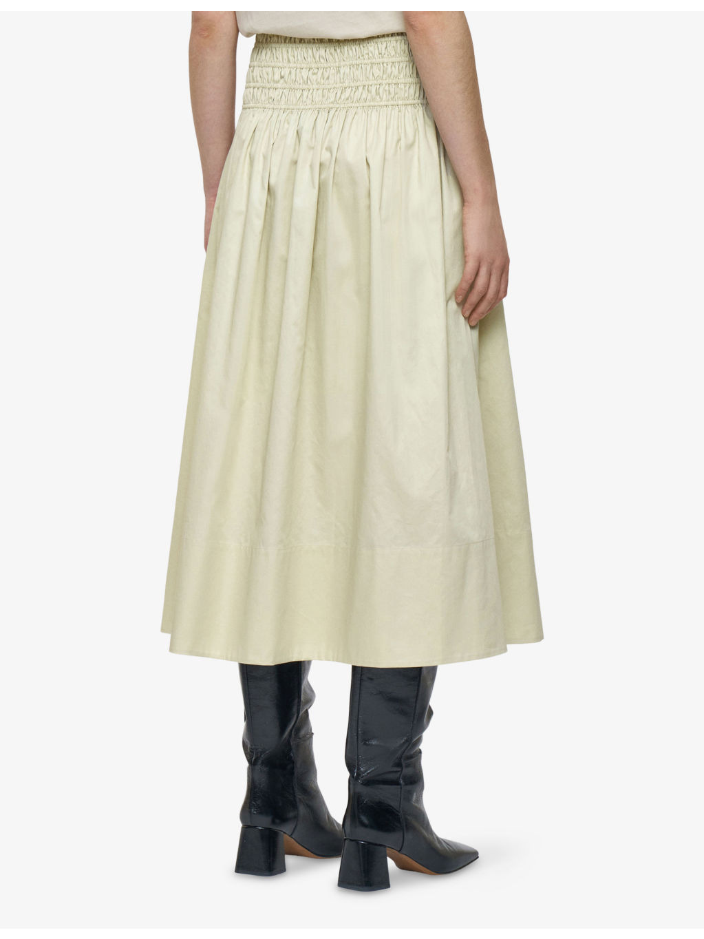 Leonie Elasticated-Waistband Cotton-Sateen Midi Skirt - 3