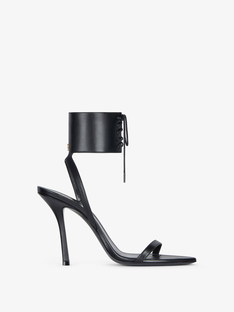 4G LIQUID LACE-UP HEELED SANDALS IN LEATHER 1