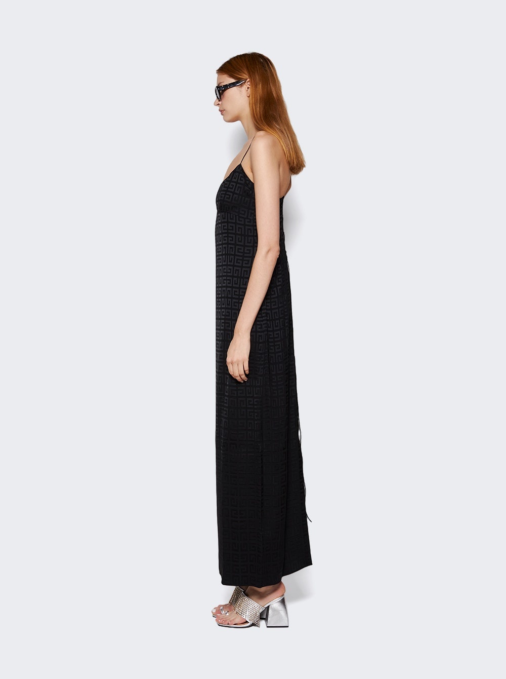 4G Jacquard Long Slip Dress Black - 4