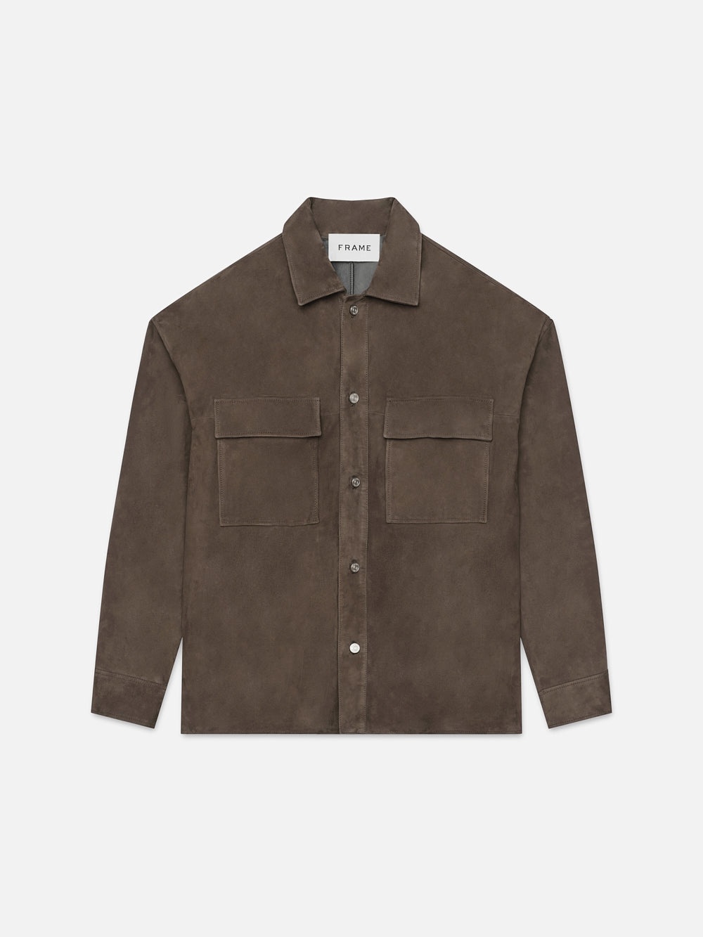 Long Sleeve Suede Shirt in Dark Wood - 1