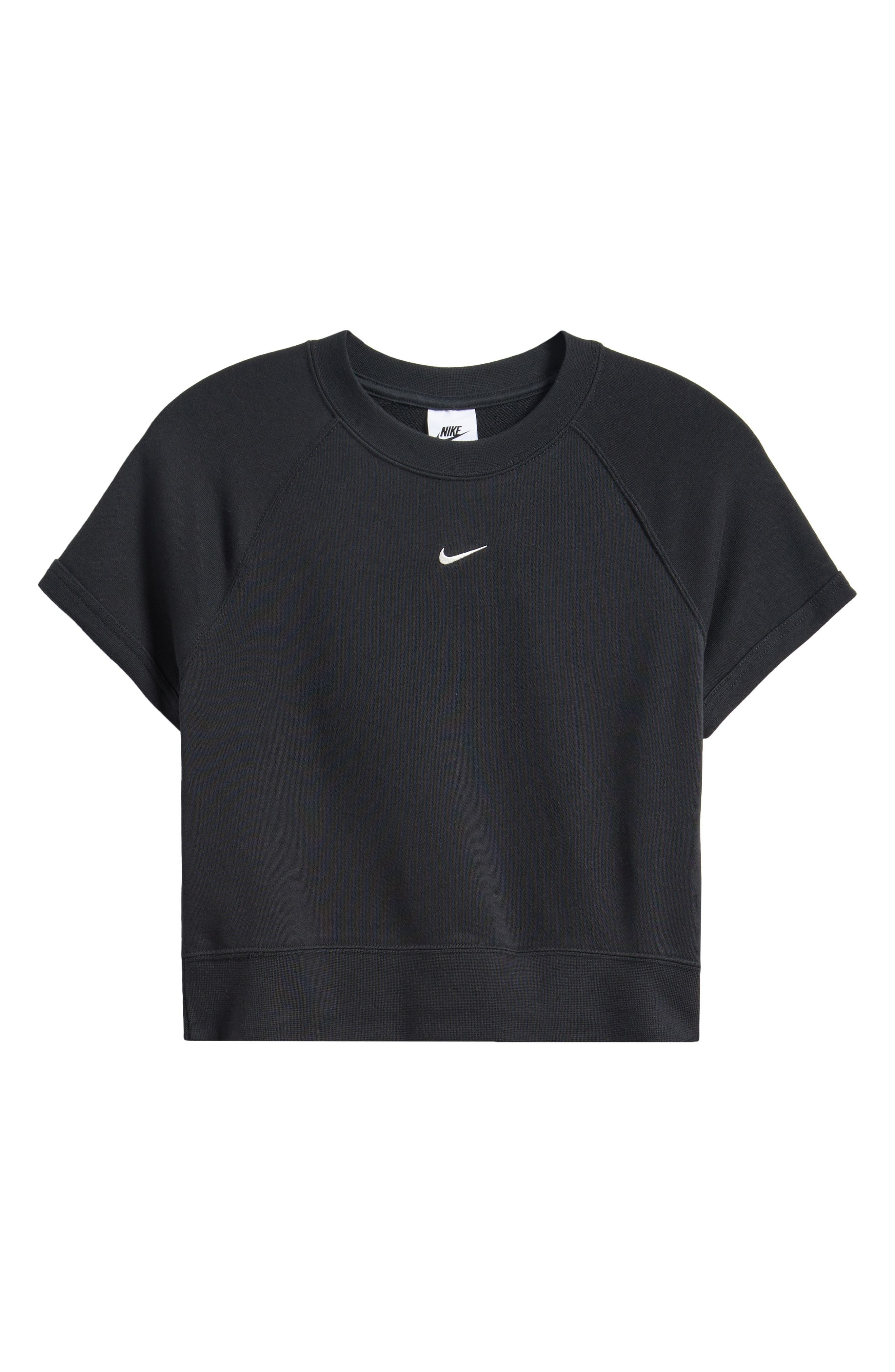 Nike Sportswear Chill Crop Cotton Blend French Terry Top in Black/Sail at Nordstrom - 5