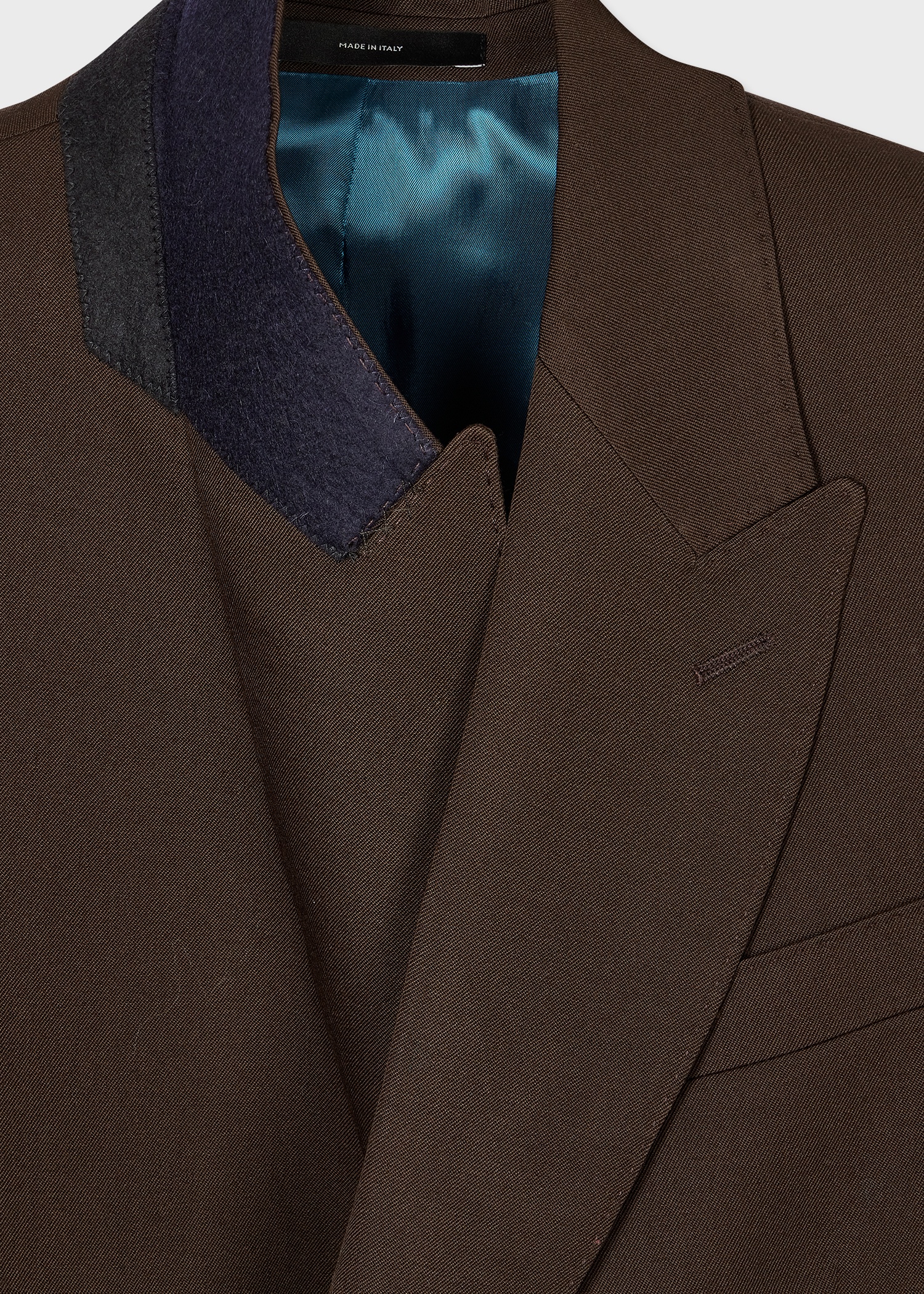 Brown Wool Gabardine Double-Breasted Blazer - 4