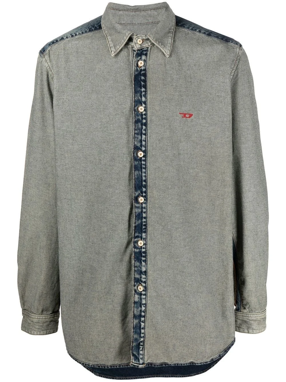 inside-out effect denim shirt - 1
