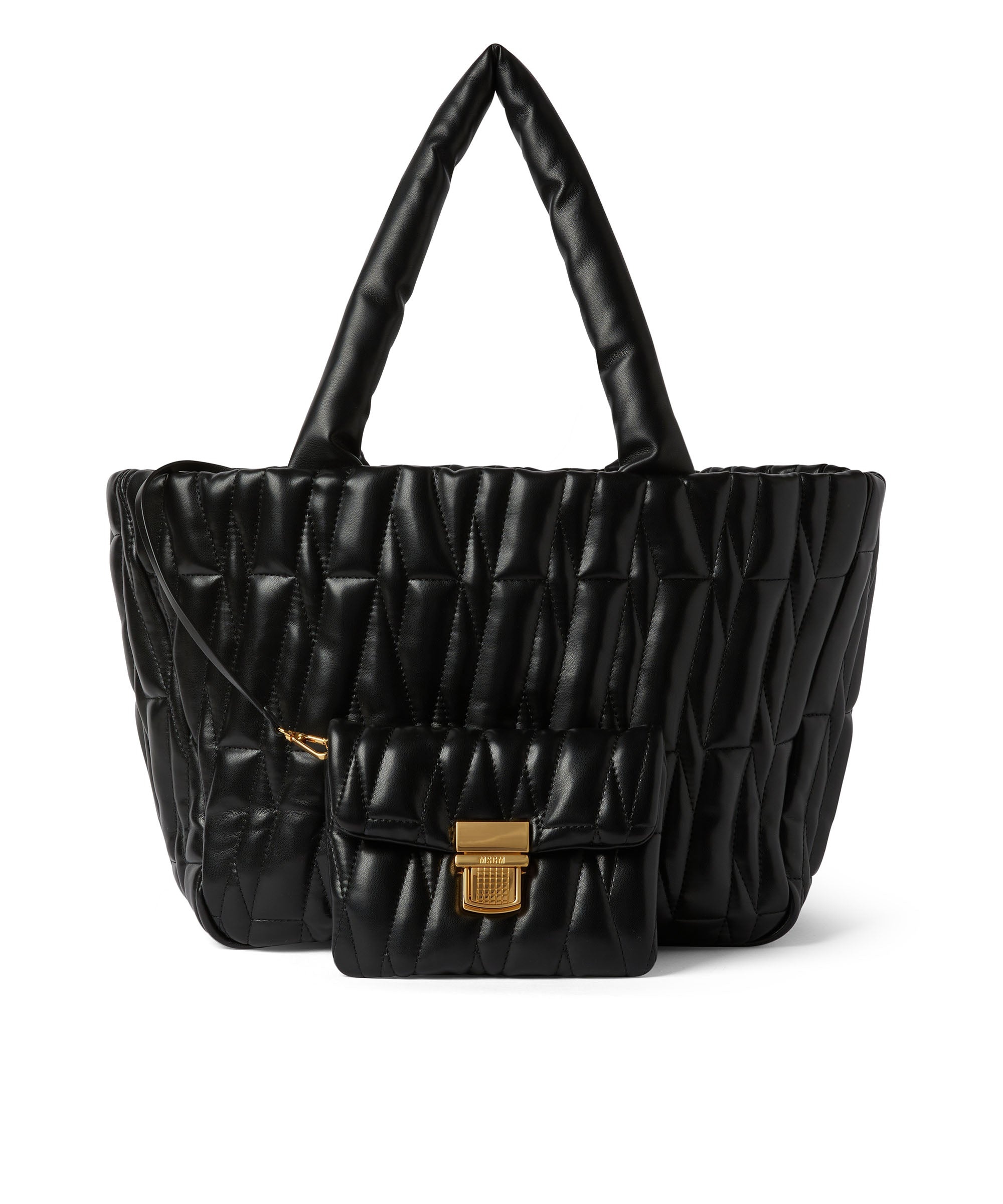 Quilted faux leather basket bag - 4