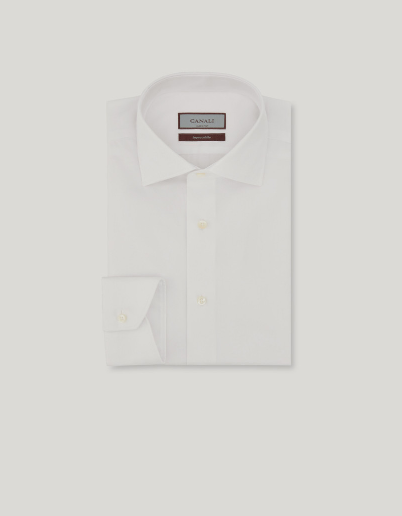 IMPECCABILE REGULAR FIT SHIRT IN WHITE COTTON 1