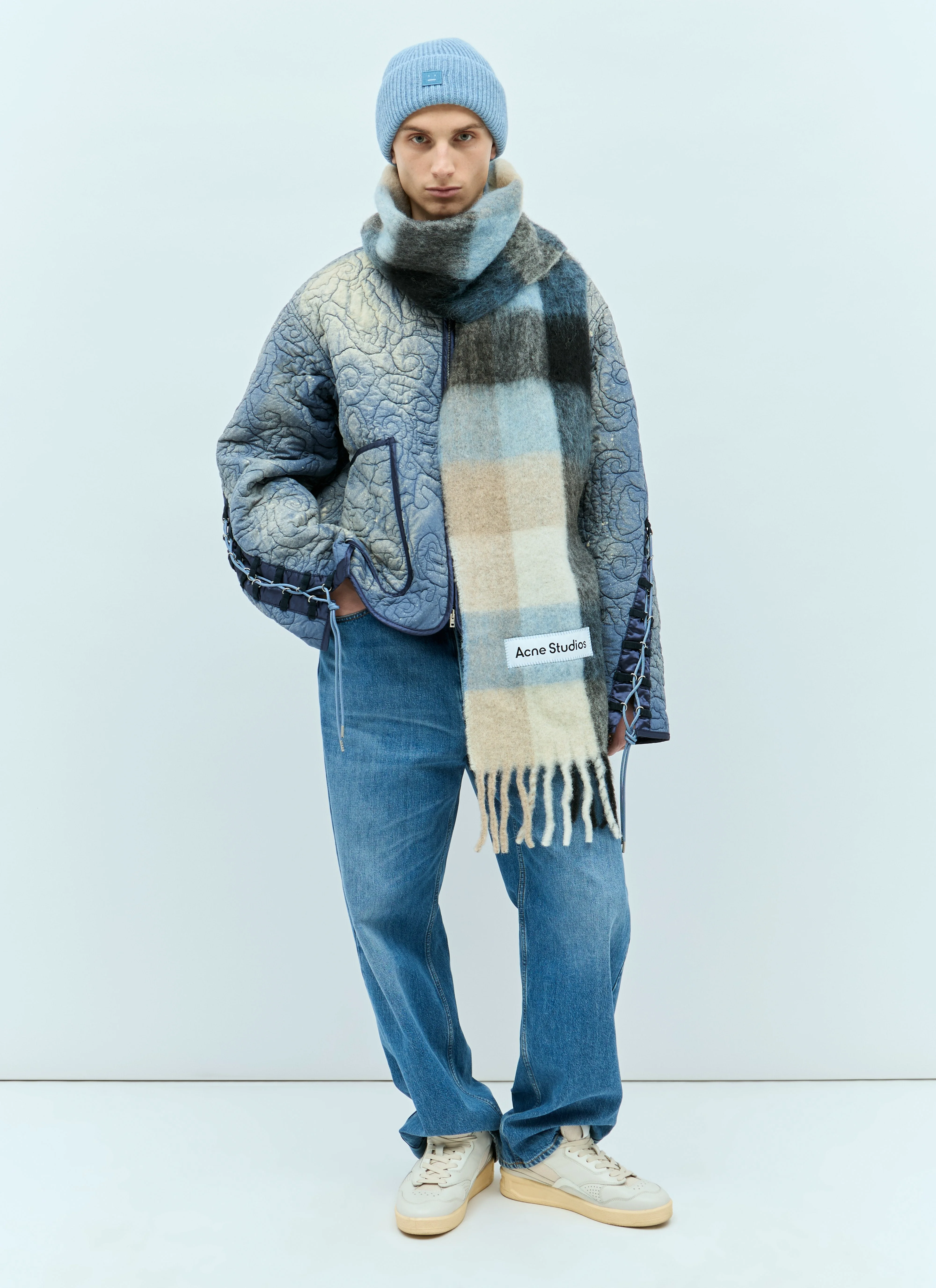 Acne Studios Men Mohair Checked Scarf - 1