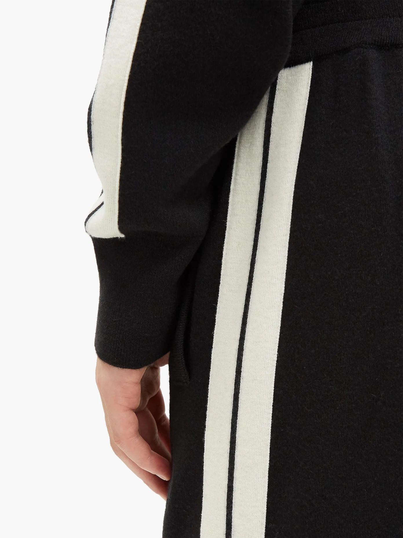 Side-stripe cashmere-blend track pants - 4