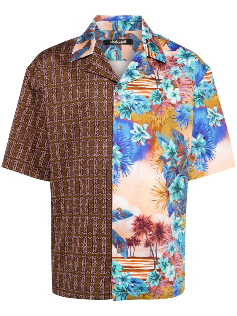 monogram-print panelled shirt 1