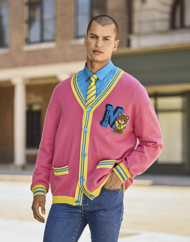 REGENERATED CASHMERE AND COTTON VARSITY TEDDY BEAR CARDIGAN 5