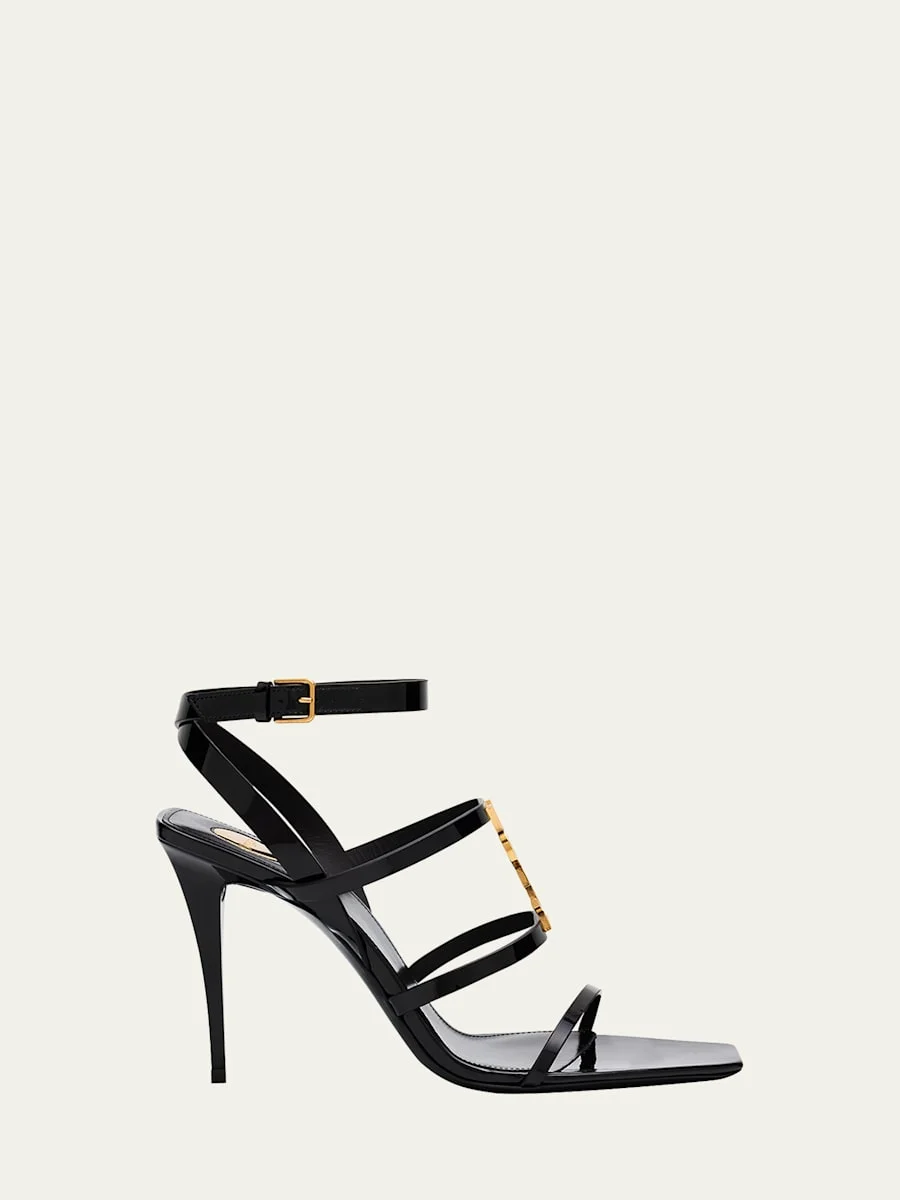 Cassandra YSL Medallion Leather Stiletto Sandals - 1
