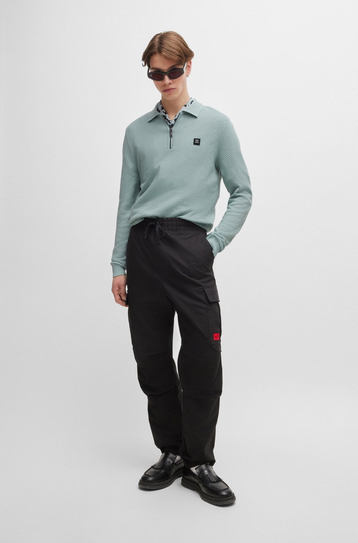 ZIP-NECK KNIT POLO WITH STACKED LOGO - 4
