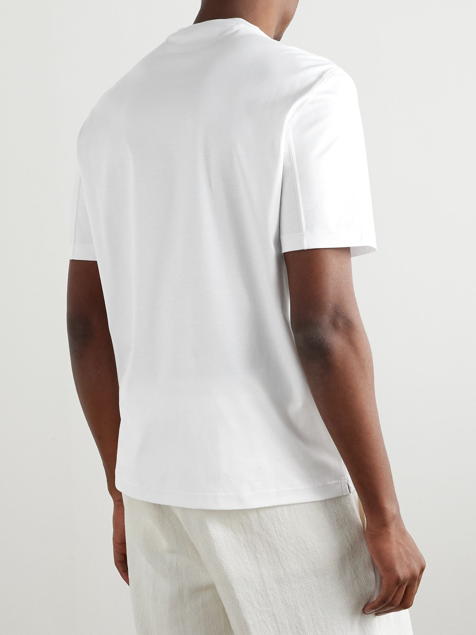 Slim-Fit Logo-Print Cotton-Jersey T-Shirt White - 4