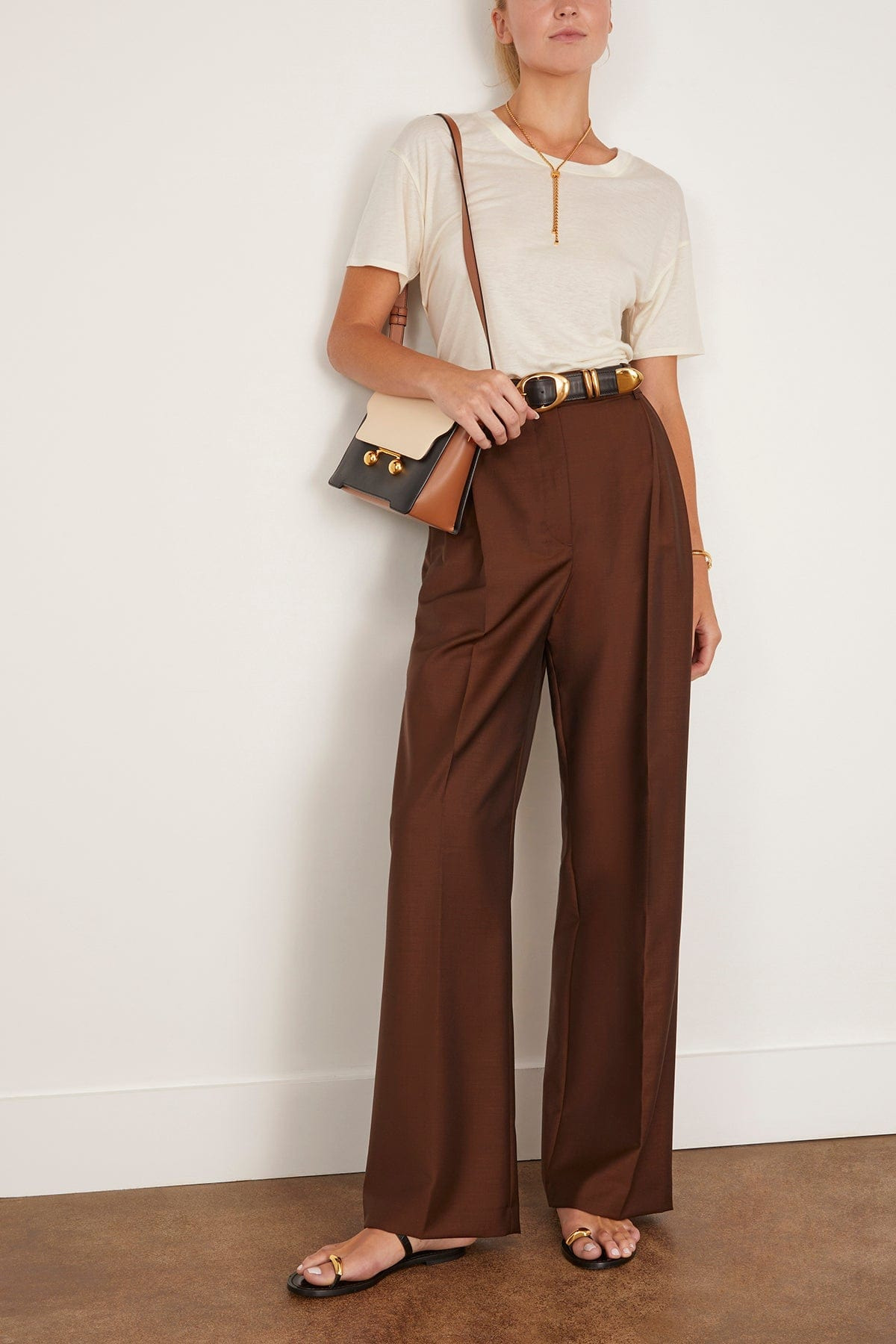 Mid-Waist Tailored Trousers in Mahogany - 2