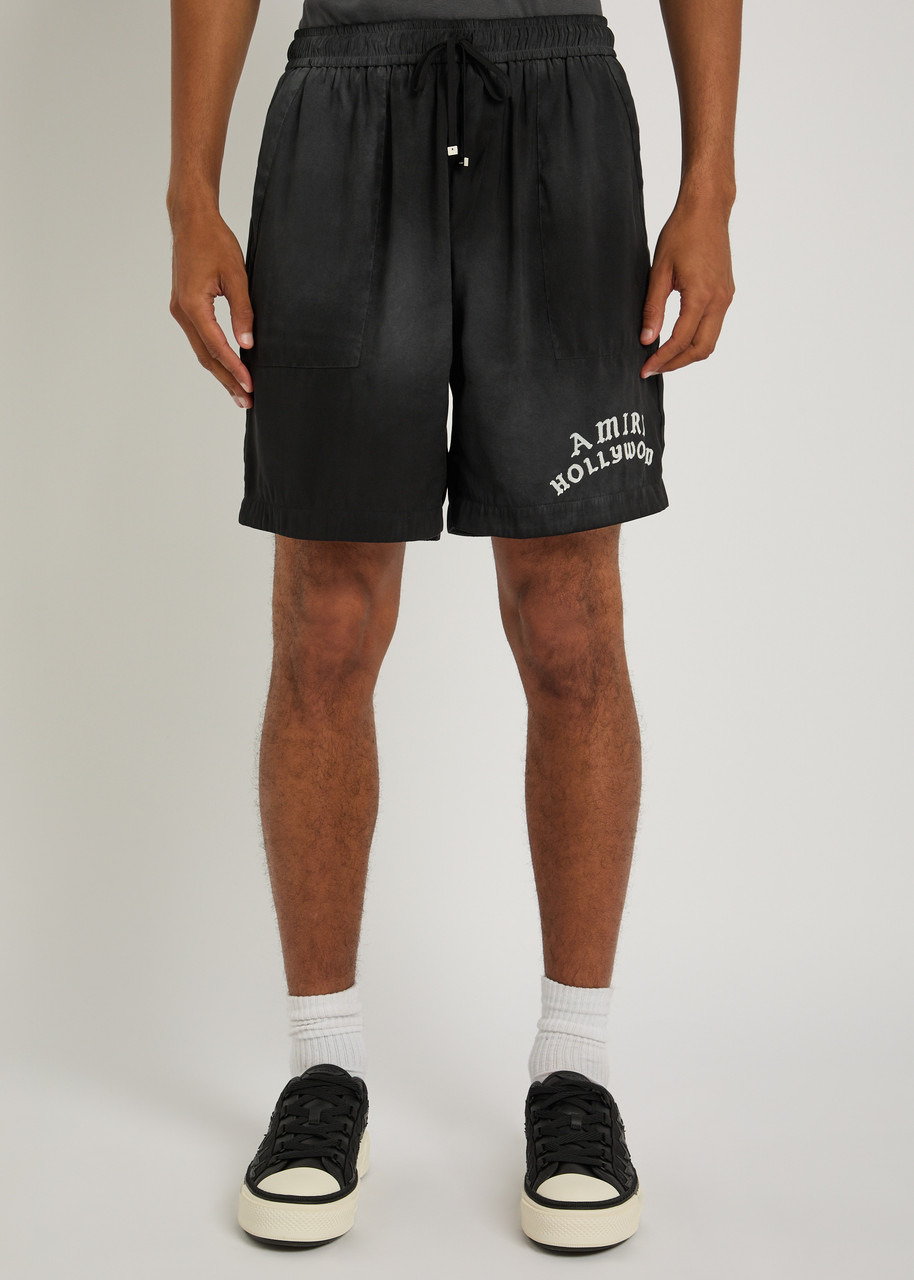 Amiri Hollywood Logo Silk Shorts - 2