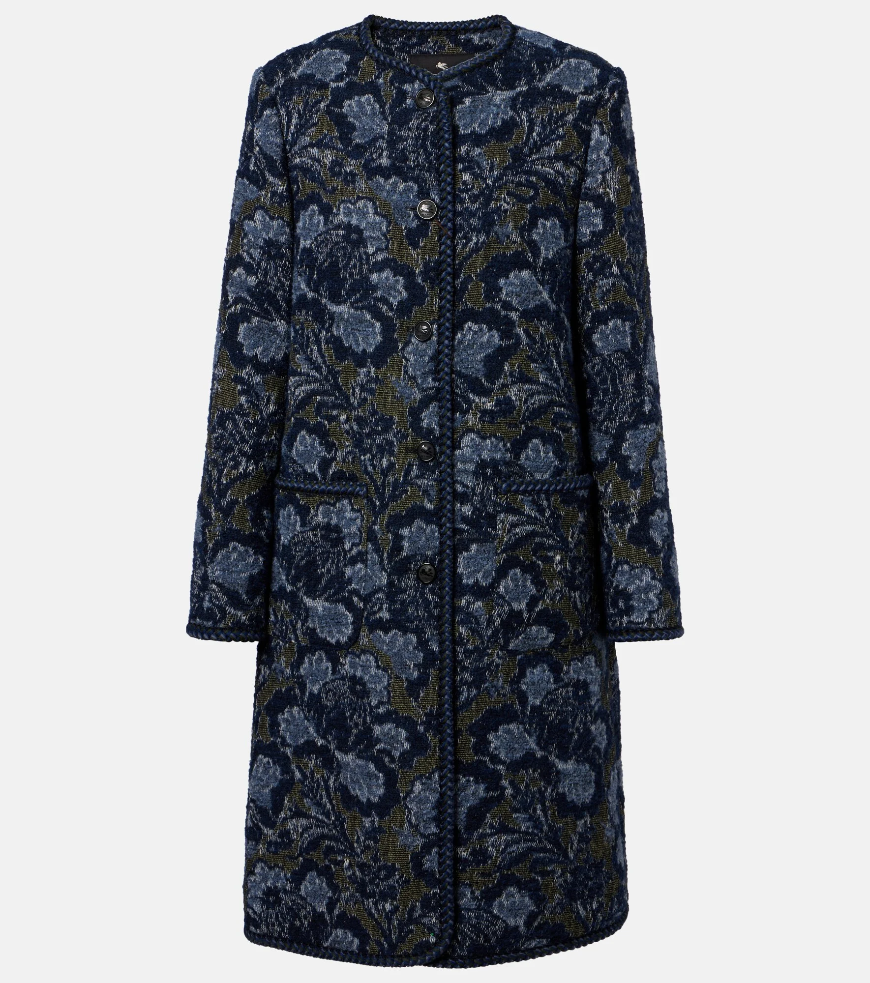 Cotton and wool-blend jacquard coat - 1