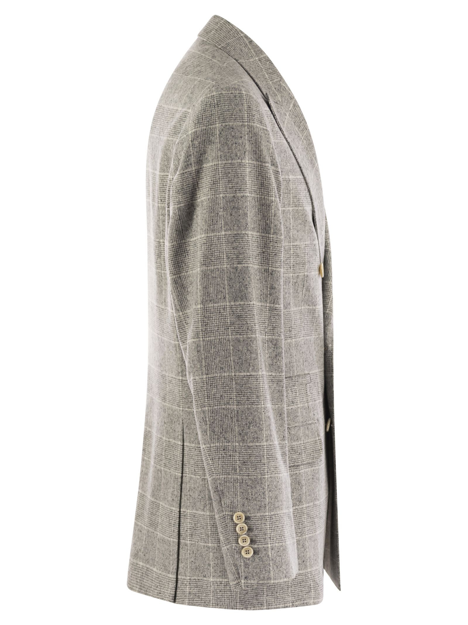 Brunello Cucinelli Men One-And-A-Half-Breasted Deconstructed Jacket In Prince Of Wales - 3