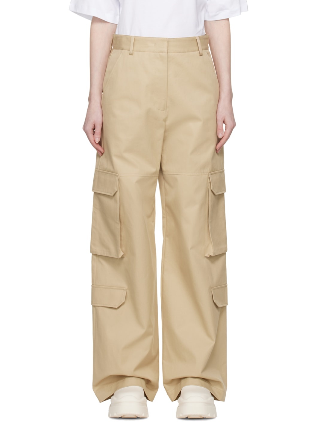 Beige Cargo Pocket Trousers - 1