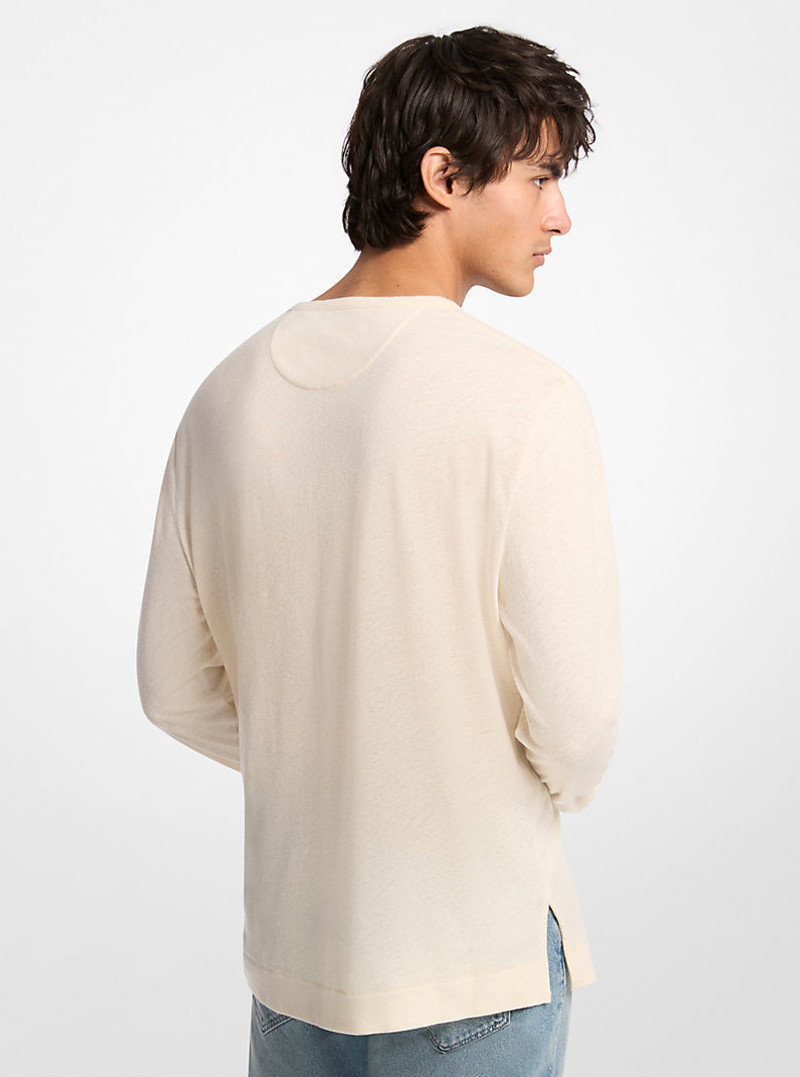 MICHAEL KORS Linen and Cotton Jersey Long-Sleeve T-Shirt outlook