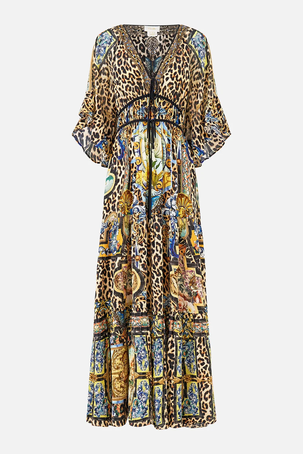 RUFFLE SLEEVE LONG DRESS - 1