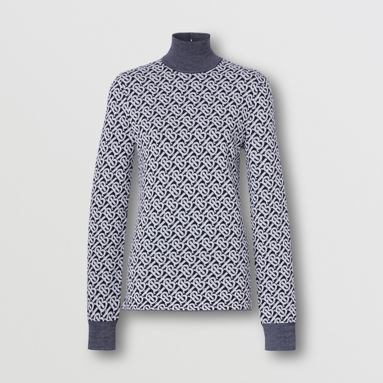 Monogram Wool Jacquard Turtleneck Sweater - 1