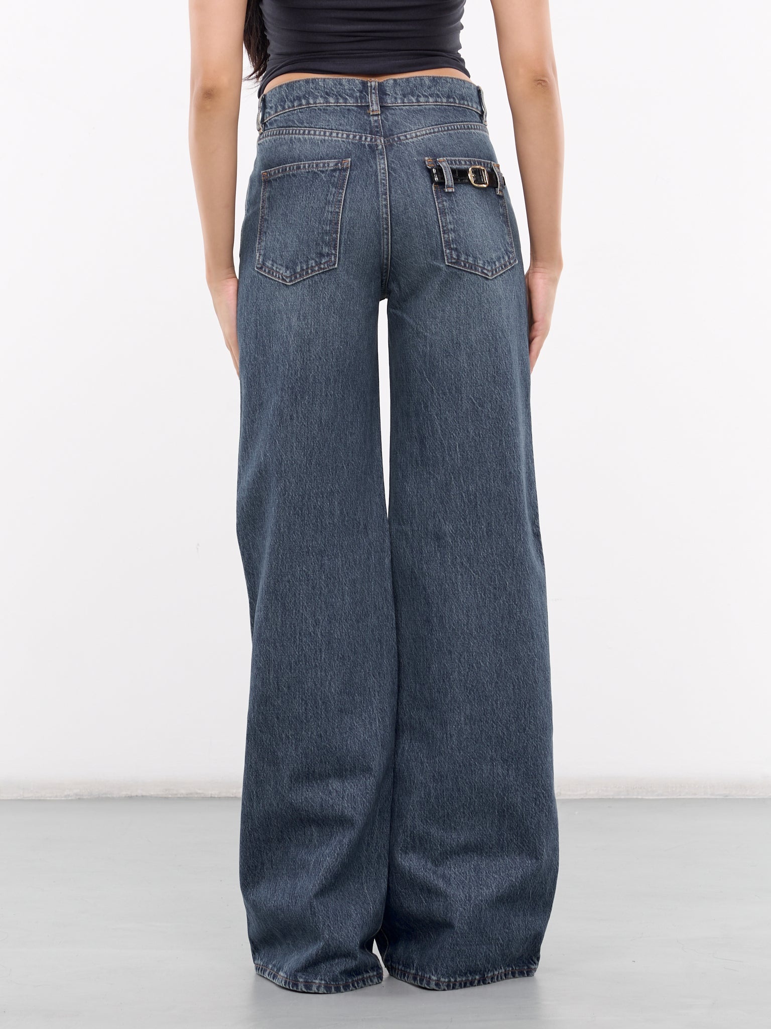 Wide Leg Denim Jeans - 3