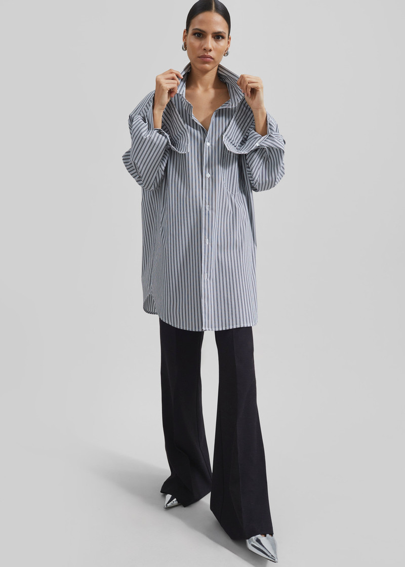 Cyrus Button Up Shirt - Black/White Stripe 7