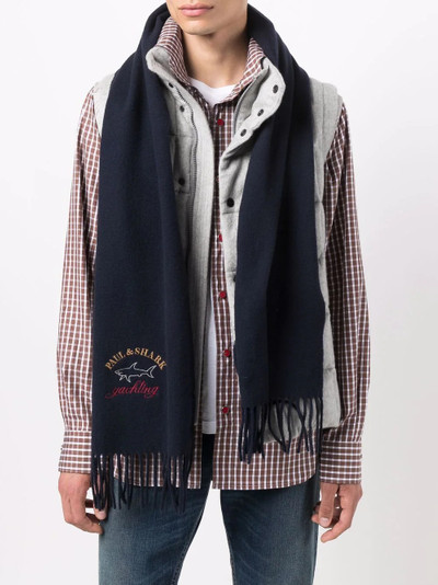 Paul & Shark embroidered-logo frayed-edge scarf outlook