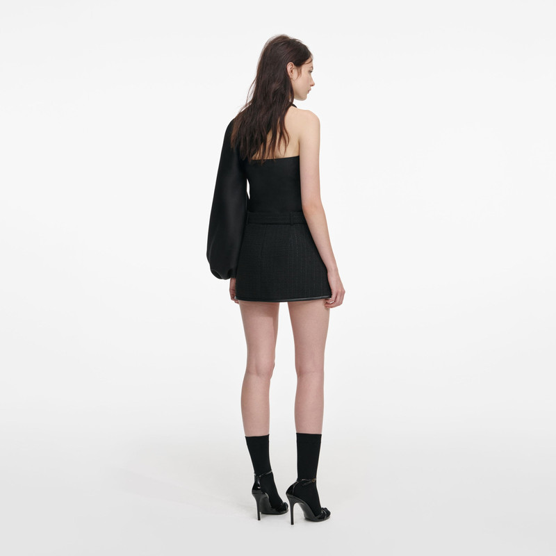 self-portrait Black Boucle Mini Skirt outlook