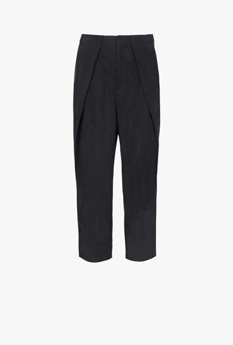 Black and white cuprammonium rayon pleated pants - 1